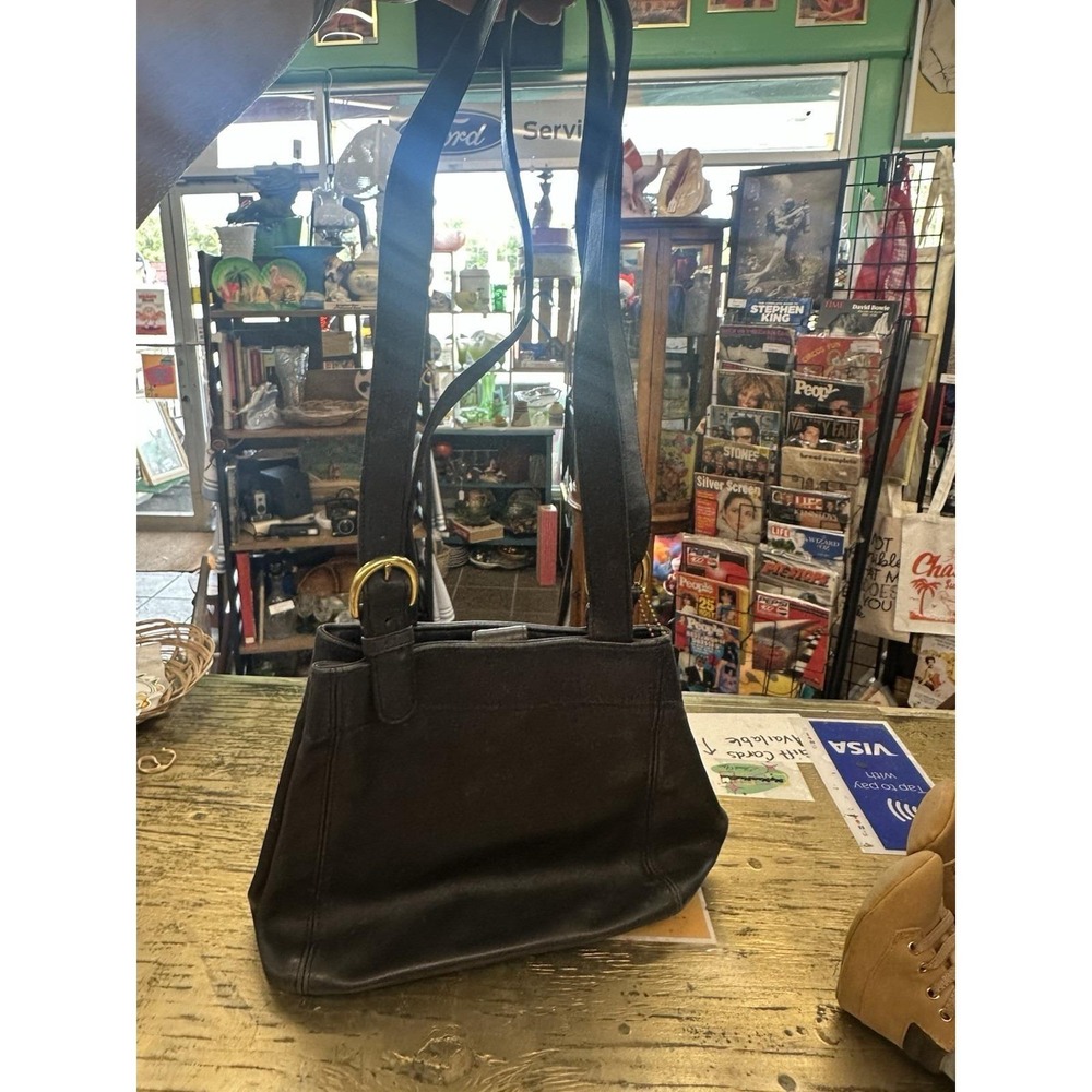 Vintage Coach Black Leather Waverly SoHo Buckle Shoulder Bag 4157